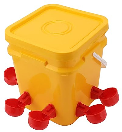 Abbeveratoio automatico per polli, tazze per mangiatoia per ciotola per abbeveratoio automatico per polli con secchio portatile da 12 litri Attrezzatura per bere pollame per (Secchio per