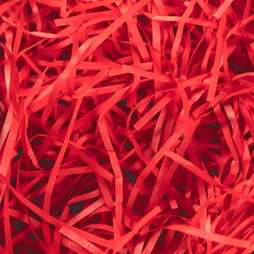 200g Red Shredded Tissue Paper, Shredded Tissue Paper for Gift Boxes, Hampers and Packaging, Hamper Filling, Ideal for Gift Wrapping, Hamper Filling, Creative Presentations