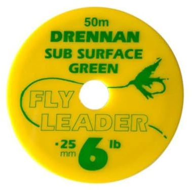 50m Drennan Subsurface Fly Line Tippet Leader Material - Green - 8lb