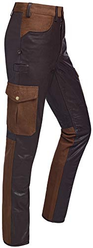 La Chasse® Cargo-buffelläderbyxor Colmar med kanvasbesättning och 2 benfickor, jaktbyxor, herr, läderbyxor, bruna, extremt slitstarka ridläderbyxor, oxläderbyxor, BRUN, 46 SE