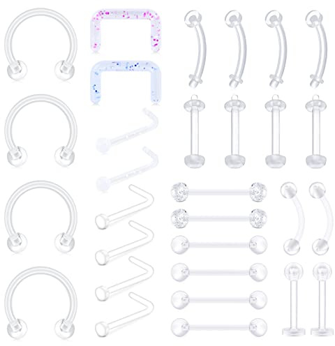 Mayhoop Mix Piercing Set in plastica flessibile per piercing al naso labbra lingua helix tragus rook sopracciglio industriale