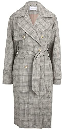 Tamaris Damen Karierter Trenchcoat ARNI Grau 40
