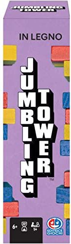 Spin Master Games Éditrice Jeux, Jeux de Société Classiques, Jumbling Tower, Tour en Bois Colorée de 48 Pièces, Jeu de Table Tour d'équilibre, à partir de 6 Ans