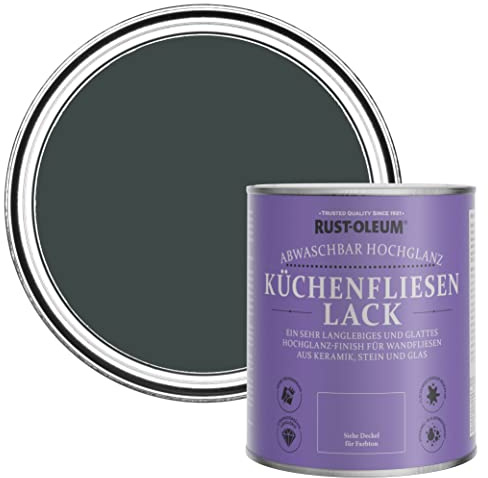 Rust-Oleum Black Water-Resistant Kitchen Tile Paint in Gloss Finish - Black Sand 750ml