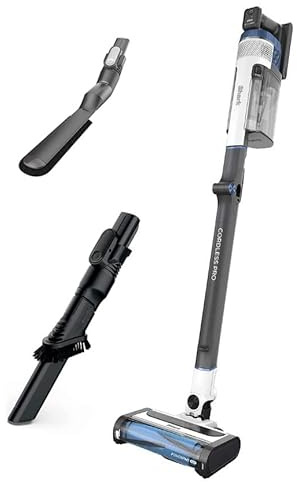 Shark UZ565H Pro Cordless Vacuum w/ Clean Sense IQ & MultiFLEX Technology, PowerFins Plus Brushroll, Duster Crevice Tool & Anti-Allergen Dusting Brush, Up to 40 Minute Runtime, White/Blue (Renewed)