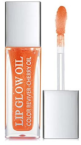 GL-Turelifes Lip Gloss Plumping Lip Oil, Hydrating Lip Gloss Getönte Lippenbalsam Lippenpflege Transparent Lip Balm, Lip Glow Oil Non-Sticky Glitter Shine Primer Lip Tint (#05 Orange)