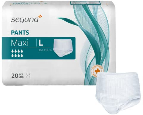 SEGUNA Pants Maxi, Inkontinenz Pants, Windelhosen für Erwachsene, Frauen, Männer, Inkontinenzhosen bei Blasenschwäche (L (Beutel 20 Stück))