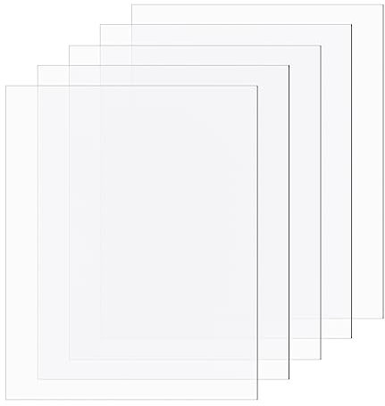 Lot de 5 feuilles acryliques 25 x 20 cm, plaques en verre acrylique transparent de 0,5 mm pour décoration de maison, cadre photo, exposition, peinture