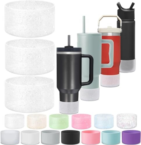 3Pcs Silicone Stanley Boot For Stanley Tumbler 30-40 Oz & IceFlow 20-30oz,Stanley Cup Boot For Hydro Flask Water Bottle 12-24oz,Stanley Boots Bottom Protector 2.8-3.0in Bottom,Stanley Cup Accessories