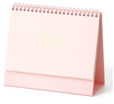 Tischkalender mit Aufklebern, Stehender Flip-Monats-Schreibtischkalender, kleiner Kalender mit Metallring und Doppeldrahtbindung für Zuhause, Büro, Schule