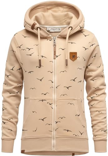 REPUBLIX Damen Sweatjacke Hoodie Sweatshirt Pullover Zipper Jacke RD-024 Beige XL