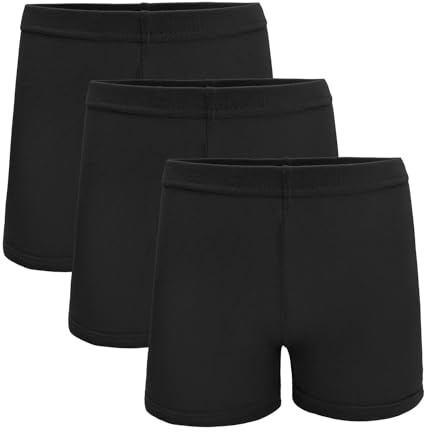 Girls Black Shorts, 3 Pack Cotton Legging Cycling Shorts 8-10 Years Old