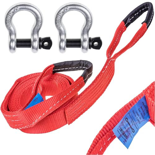 INTAKO Auto Abschleppseil PKW - 5 Meter (7500kg) Geprüft PN-EN 1492-1 - Abschleppschlaufe mit 2 Verstärkten Haken - Abschleppseile für LKW ATV Offroad