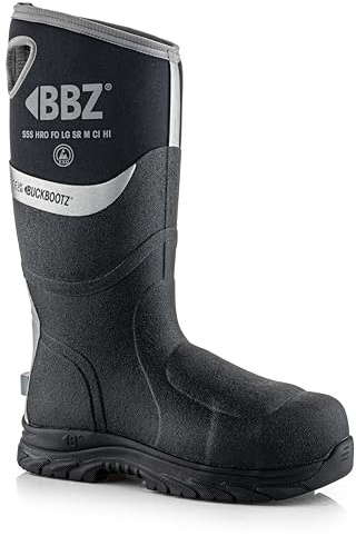Buckbootz BBZ9000 FULL SAFETY WATERPROOF WELLINGTON BOOT METATARSAL PROTECTION & 360 REFLECTIVE (Black, UK Footwear Size System, Adult, Men, Numeric, Wide, 10)