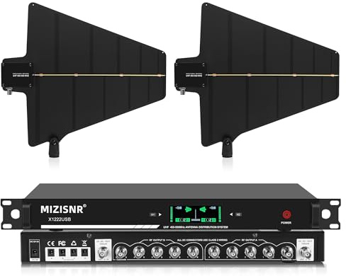 UHF Wireless Antenna Distribution Combiner System, 10 Channels Active Directional Receiver w/ 8 Outputs + 2 Cascade Ports, Mic Signal Amplifier with Paddle for Stages, Live Shows - 984ft Long Coverage
