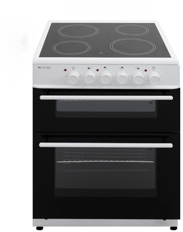 BlueFlame KCF 2200.60 SMF 60 cm VitroCeramic Freestanding Electric Cooker With Double Cavity Oven - Turbo Fan - White