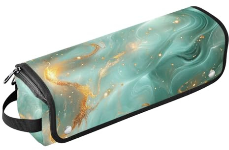 Sac de voyage pour outils de cheveux pour femme avec tapis résistant à la chaleur imperméable pour fers plats, fers à lisser, fers à friser - Or rose, vert turquoise