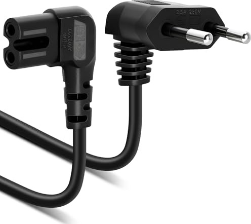 VINATO 3M Cavo di Alimentazione a 2 Poli, Angolo 90° Cavo di Alimentazione con Spina Euro di Tipo C e Presa C7, per TV LED, Monitor PC, PS5, Laptop, Radio, Stampanti