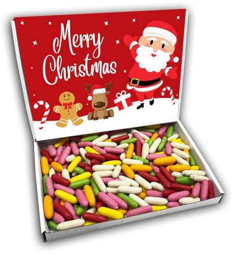 Liquorice Comfits Merry Christmas Sweets Gift Box Hamper (SANTA RED FRONT)