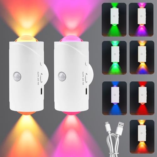 2 Luces Nocturnas Led Inteligentes Con Sensor De Movimiento, LáMpara De Interior Con Sensor De Movimiento, Rgb Con Gradiente, Encendido AutomáTico/Continuo Para Sala De Estar, BalcóN Y Escalera