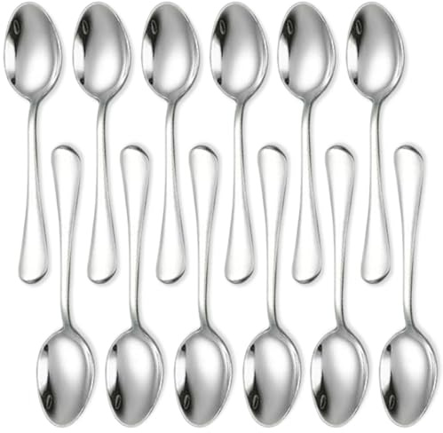 Espressoskedar, 12 st kaffeskedar i rostfritt stål, 10 x 0,98 cm bärbar liten för efterrätt, kaffe, te, förrätt