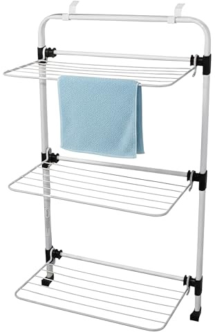 Spetebo Tvätttork vit för att hänga på dörrar 10 m torklängd | 94 x 55 cm, 3 våningar, hopfällbar, torkställ för upphängning