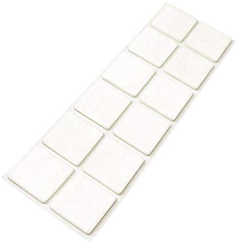Adsamm® / 12 x Patins en Feutre/Blancs / 35x35 mm/carré/épaisseur 3,5 mm/Patins glisseurs Auto-adhésifs de qualité optimale