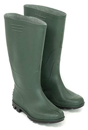 STI Stivale in PVC di Colore Verde Alto, Altezza Ginocchio, provvisto di Suola Nera n. 45