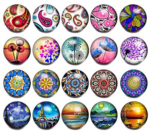 Soleebee Bouton Pression en verre Bijoux Charms de 18mm (E)