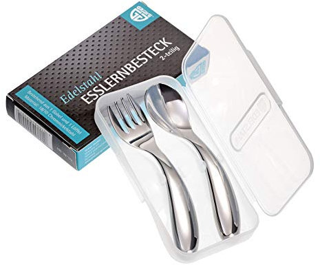 GRÄWE 2-tlg. Esslernbesteck in Kunststoffbox