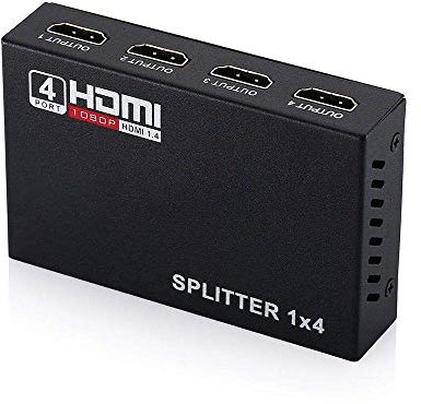 DaMohony Répartiteur HDMI 1 Entrée 4 Sorties Multi-Résolution, 4 Ports 1080p 3D, Sélecteur de Signal pour Fire Stick 4K, HDTV, PS4/5, Consoles de Jeu, PC
