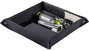 Alpenleder Schlüsselschale - Modell: GRUSCHTLER (Handgefertigt) - Nachhaltiges Bio-Leder aus regionaler Landwirtschaft | Taschenleerer leder *Made in Germany* (22x22x5cm Kuhfell/Leder)