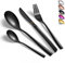 vancasso Besteck Set Schwarz 6 Personen, 18/10 Besteckset mit Messer/Gabel/Löffel/Dessertlöffel, 24-pcs Besteck mit Griff, Besteck Poliert mit Geschenkbox, Modernem und Schlichtem Design