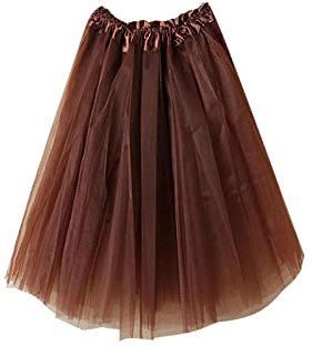 routinfly Tüllrock kurz – hochwertiger Faltenrock aus Gaze für Erwachsene Tutu-Ballett-Tanzrock Western Sommerkleid bunt (Einheitsgröße, Kaffee)