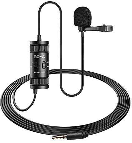 Boya by-M1 Pro II Lavalier-Mikrofon, omnidirektionales Mikrofon mit Geräuschunterdrückung mit Überwachungsanschluss für YouTube Tiktok Interview, Erstellung von Streaming-Inhalten