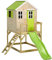 Kangui - Maison de Jardin Enfant extérieur - Cabane en Bois avec Plateforme et Toboggan - Toit étanche - Vert et Blanc