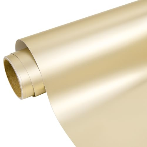 VINYL FROG Metallic Permanent Vinyl Satin Adhesive Vinyl Roll 1x6ft Gold Craft Vinyl for Mug, Cup, Window & Home Deco,and Other DIY Projects