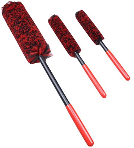 FAVOMOTO 3pcs Wheel Rim Brush Soft Microfiber Tire Cleaner for Cars Ergonomic Design for Easy Cleaning Includes and Brushes for Hard Reach Areas