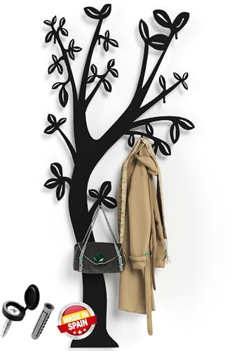 Metall garderobenleiste 170x75cm 6 jackenhaken | wand garderobenpaneel modern | garderobenhaken schwarz | gaderobenpanelle vorzimmer | baum garderobe wand | garderobe flur schmal im minimalist