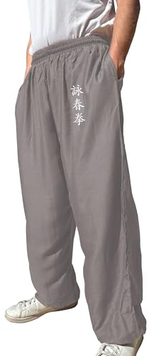 TAO MARTIAL Kung Fu Hose Wing Chun Tai Chi Stil mit Taschen Lose Hose Rayon V3 (WC Grau, Größe M)