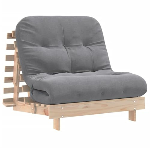 vidaXL Futonbäddsoffa med madrass 80x206x11 cm massiv furu, japansk futon säng, sovrum futon soffa, futon säng med madrass, futon bäddsoffa
