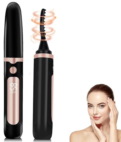 Heated Eyelash Curler Heated Lash Curler Electric Eyelash Curler Portable USB Rechargeable Lash Curling Tool 4 Heating Modes Anti-Scald Lash Curling Tool Suitable for Eye Beauty (Black Gold)