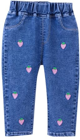 Baggy Jeans for Kids Girls Vintage Girls Loose Fit Denim Trousers Winter Spring Elastic Waist Pants Cowboy Stretchy Comfy Casual Athletic Streetwear Age 1-6 Years (4-5 Years) Pink