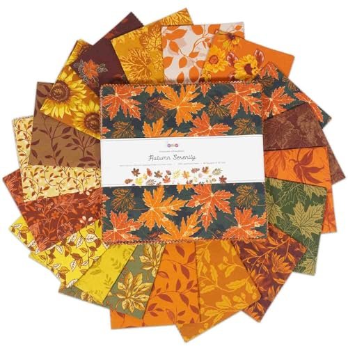 Soimoi 40 Pezzi Di Quadrati Di Tessuto Di Cotone, Pacchetti Di Ciondoli Per Quilting, Quadrati Di Trapunta Pretagliati 10 X 10 Pollici, Quadrati Di Tessuto Fai Da Te - Serenità Autunnale