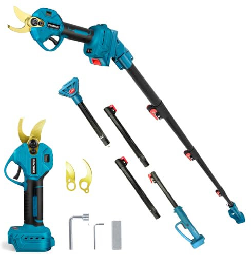 Sécateur électrique sans fil 2 en 1 - Barre télescopique pour Makita 18 V - Moteur sans balais - Scie d'élagage électrique - Ciseaux LCD pour tailler les arbres fruitiers (sans batterie ni chargeur)