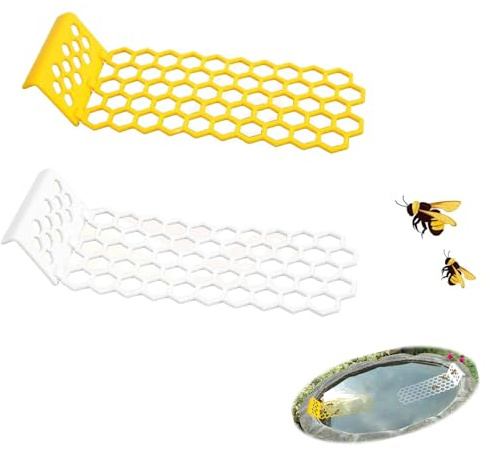 2 Piezas Plástico Forma de Colmena Isla Flotante de Abejas,Isla flotante de abejas,Estación de alimentación para riego de abejas,Amarillo y Blanco para Colmenares, Jardines, Huertos.