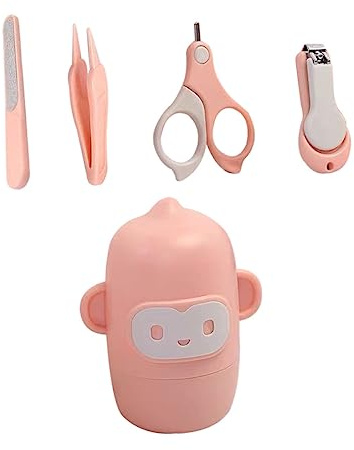 JUMPLAWN 1Juego Cortaúñas Infantil Bebés Set de Cuidado de Ergonomico con Antideslizante Recién Nacidos y Pequeños de Caricatura