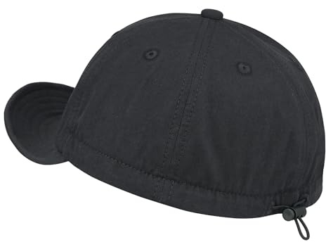 Croogo Cotton Short Brim Baseball Cap Adjustable Trucker Hat Flat Snapback Dad Hats Flip Up Short Bill Cap Unisex,Black-CRGD25
