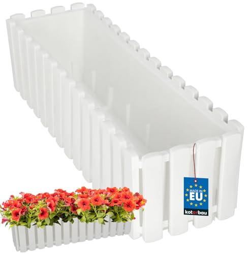 KOTARBAU® Blumenkasten - Blumentopf - 58x18x16 cm - Weiß - Kunststoff - Pflanzkasten - Balkonkasten - Pflanzkübel Rechteckig - Übertopf Groß - Blumenkasten Balkon