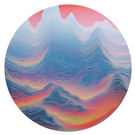 DEQORI Carta da parati rotonda autoadesiva Ø 80 cm | motivo marea di colore in montagna | tela tessile – staccabile, decorativa e indeformabile – per soggiorno, ufficio, corridoio o cameretta dei